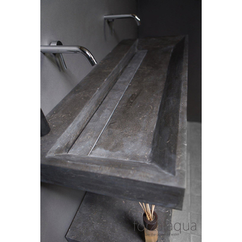 Forzalaqua Stockholm wastafel - 120.5x51.5x9cm - zonder kraangat - hardsteen gezoet (zwart) SW67784